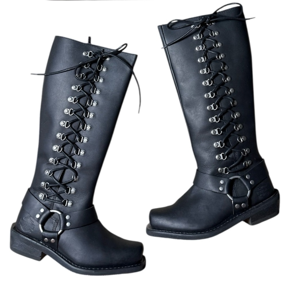 Harley Davidson Romy Corset Style Motorcycle Boots Black 8